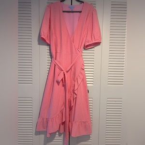 Draper James Naomi Wrap Dress | Barbie Pink | Ruffle Hem | Worn Once | 20
